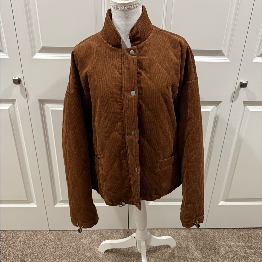 A Loves A Brown Quilted Corduroy Women's Jacket XL like new